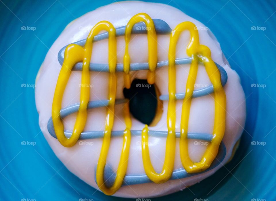 Closeup Of A Colorfully Frosted Donut, Food Photography, Playing With Your Food 