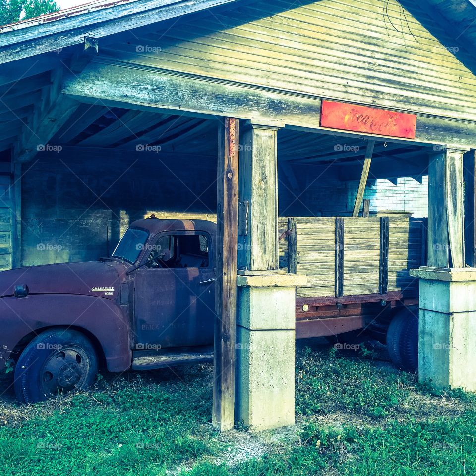 Old service station with old truck