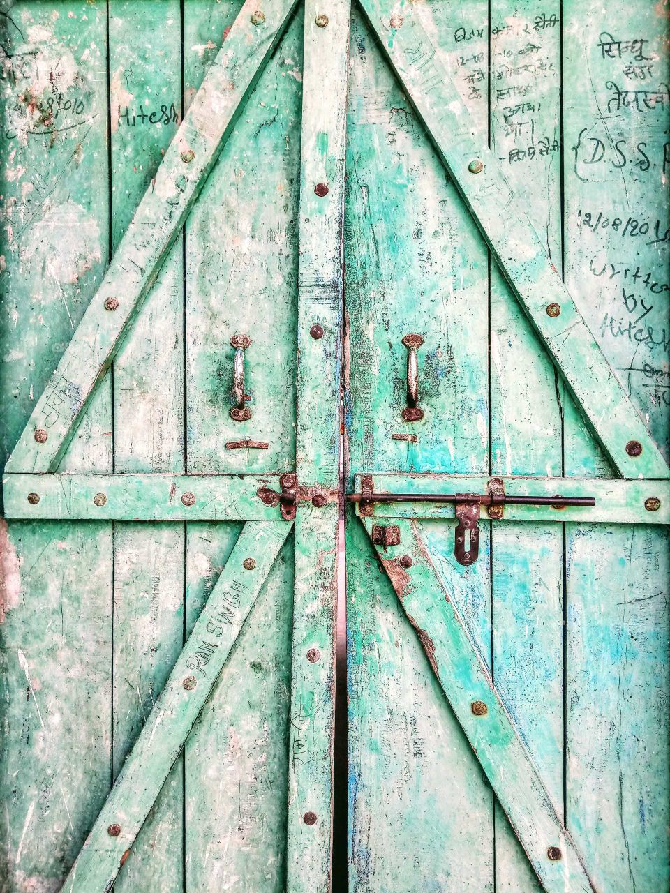 Vintage rustic blue doors