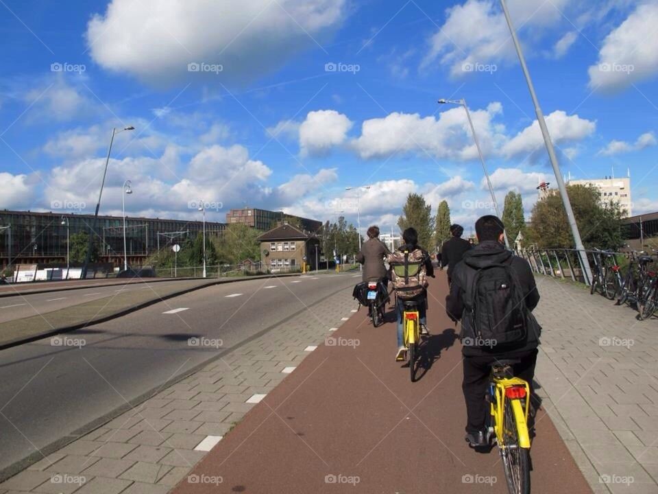 Cycle, sky, road, amsterdam, bicycle, trip