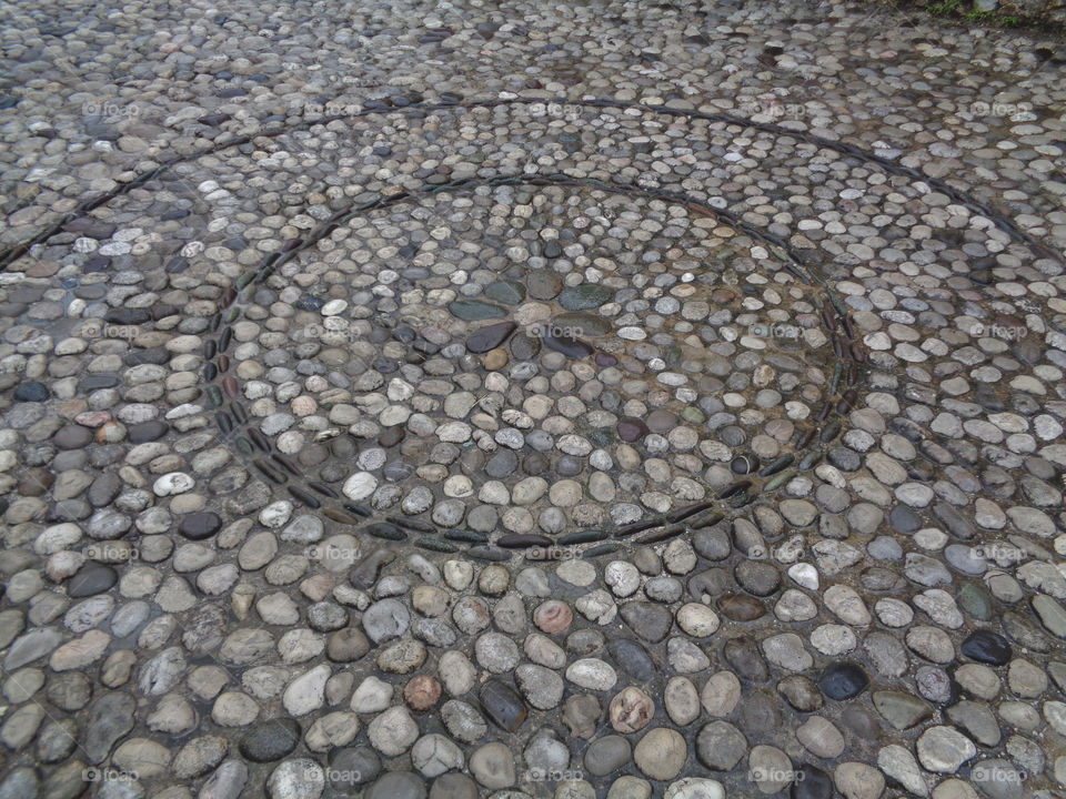 Flower Pattern Cobblestone Path in Mostar, Bosnia and Herzegovina