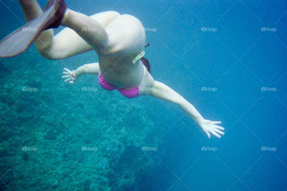 Diving Beauty. My girlfriend diving while vacationing in Hawaii