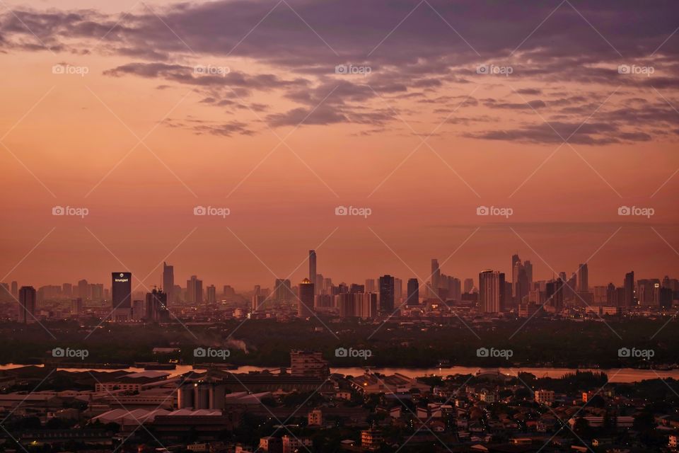 Twilight moment of Bangkok city scape , Thailand