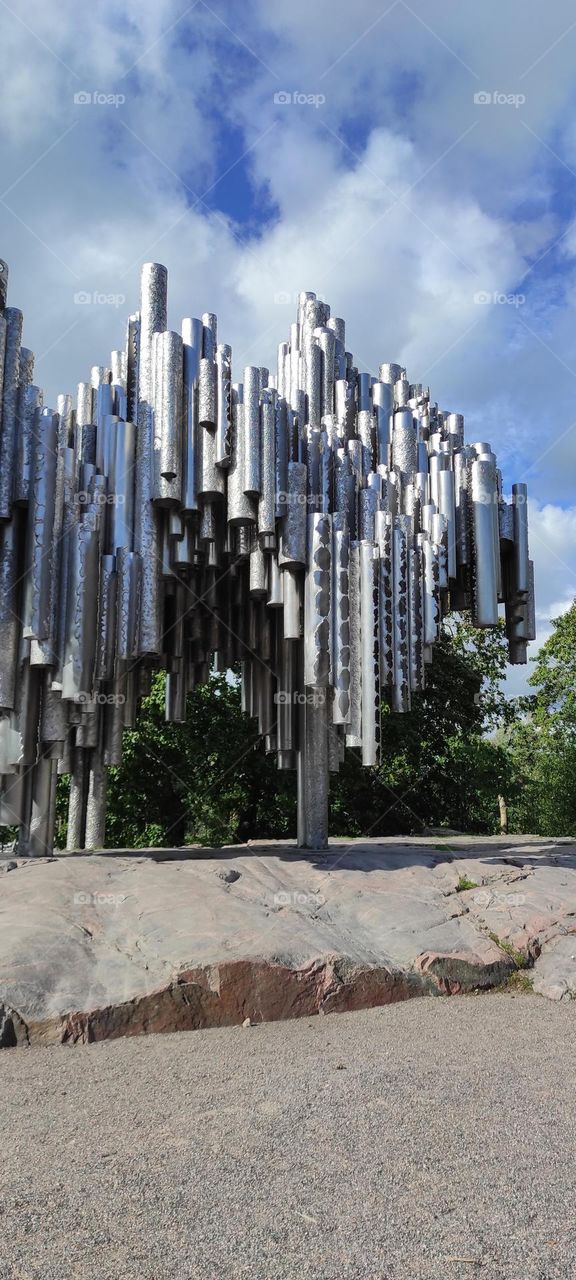 Sibelius monument in Helsinki with the tubes of melody