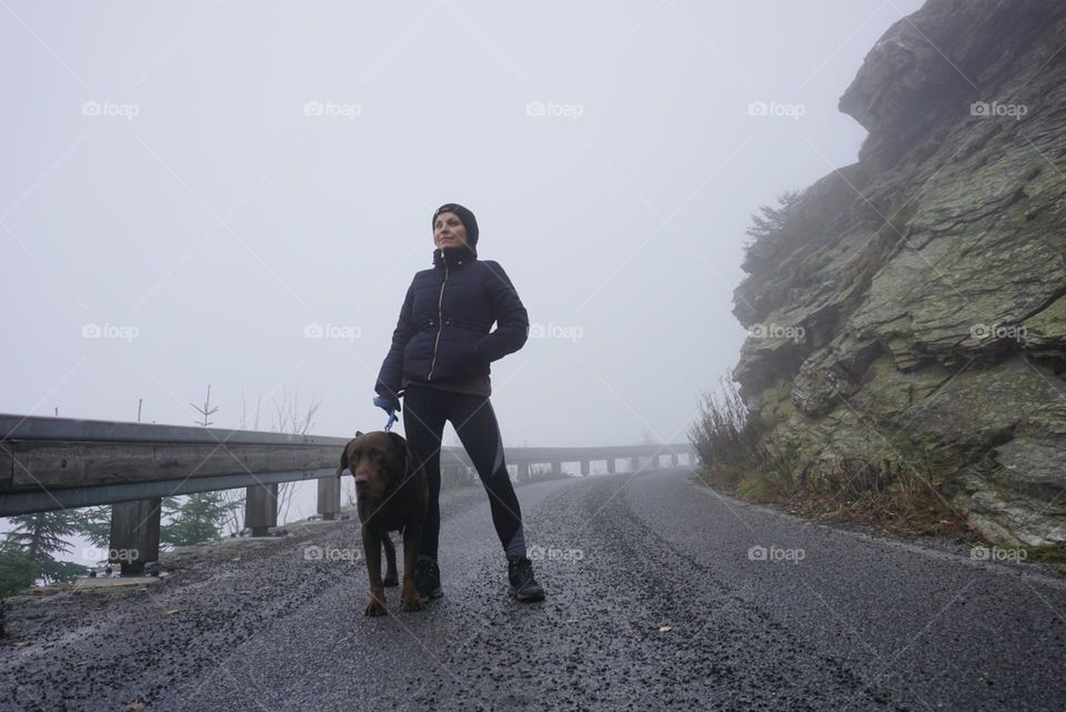 Mountain#walk#human#dog