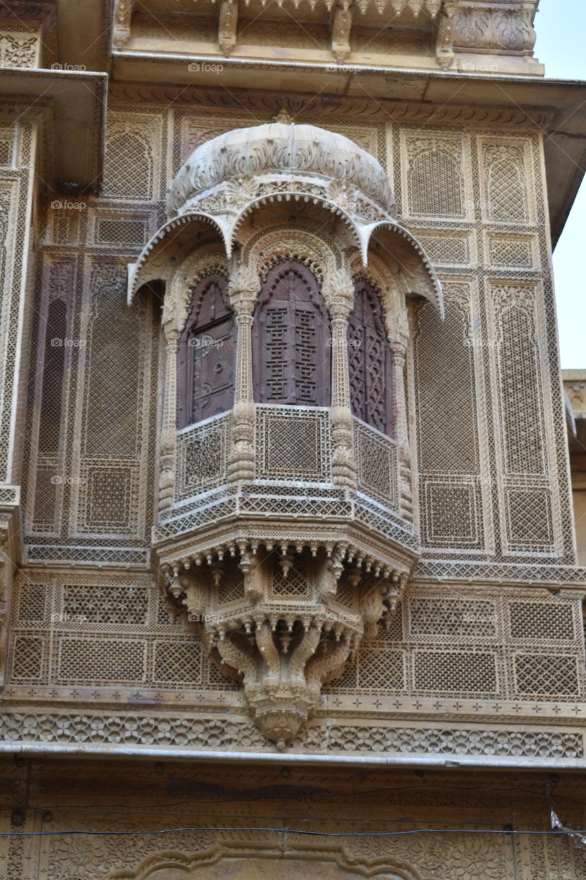 beautiful historical building inside of Patwa Haveli Jaisalmer Rajasthan India