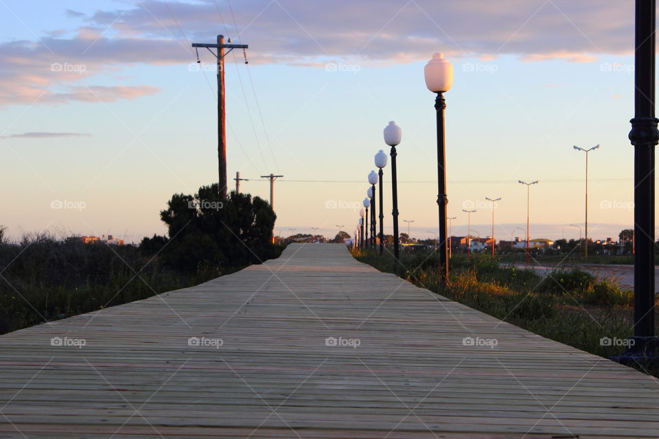 wood gangway. gangway in the coast