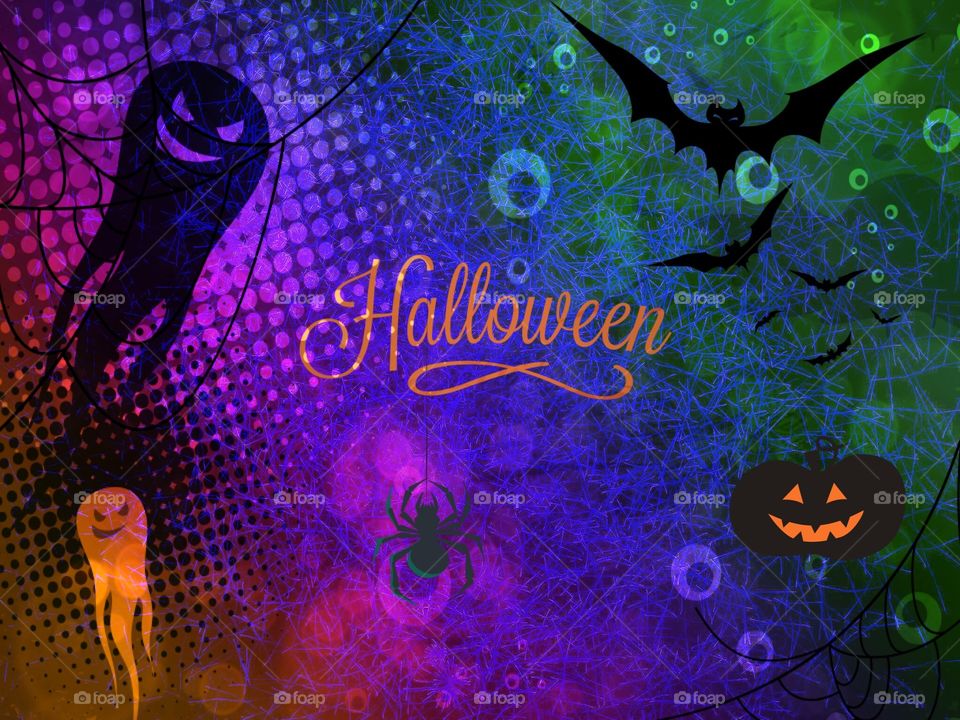 Halloween greeting . Spooky Halloween celebration 