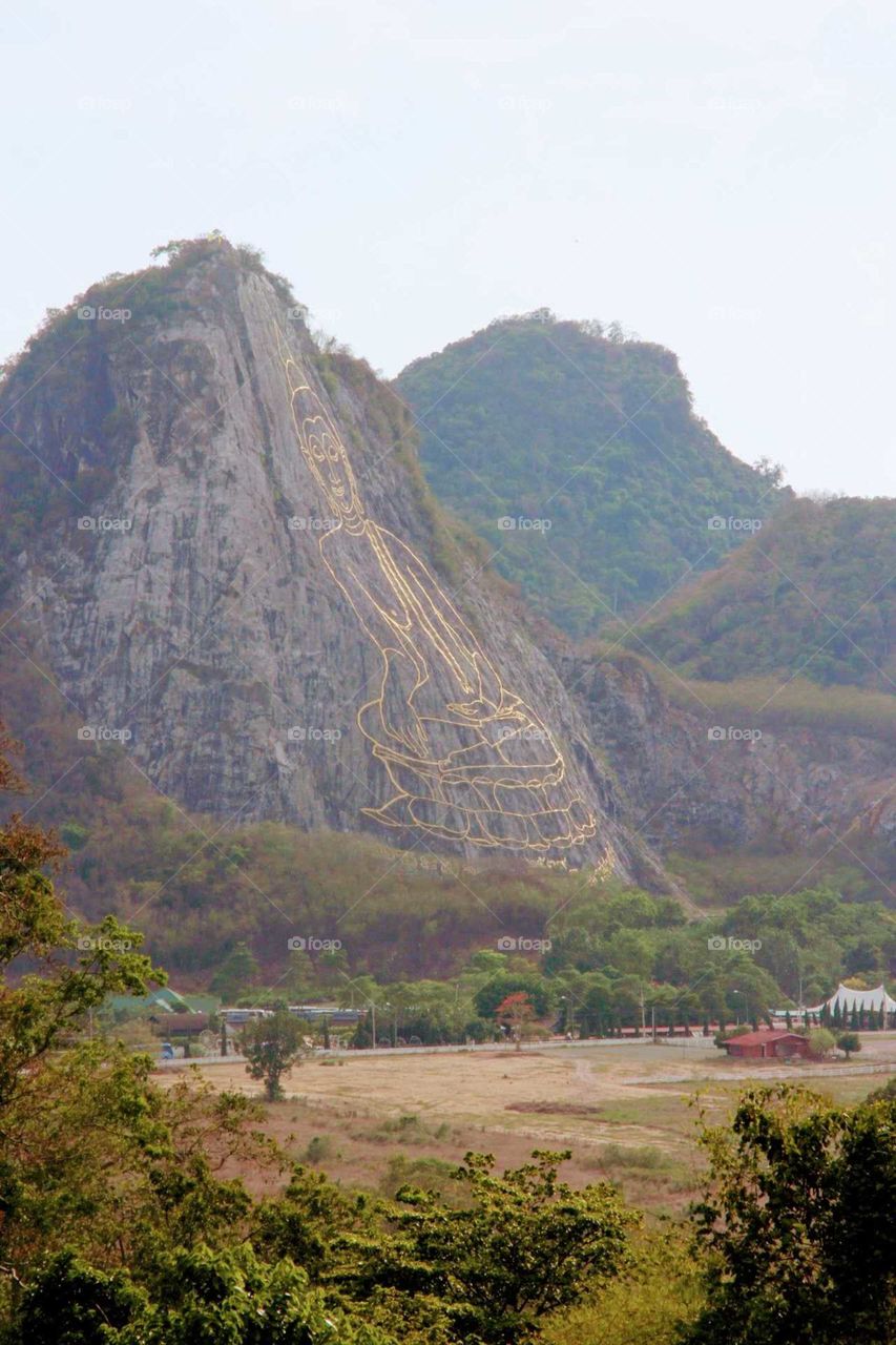 Buddha image on mountain