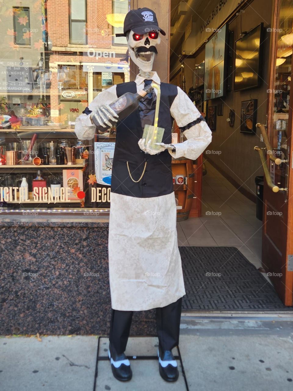 Skeleton on Sidewalk