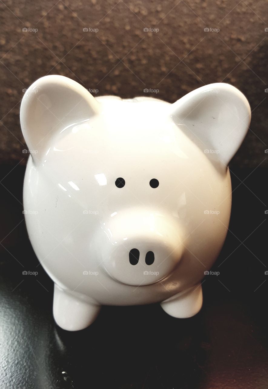 White Piggy Bank - Facing Camera