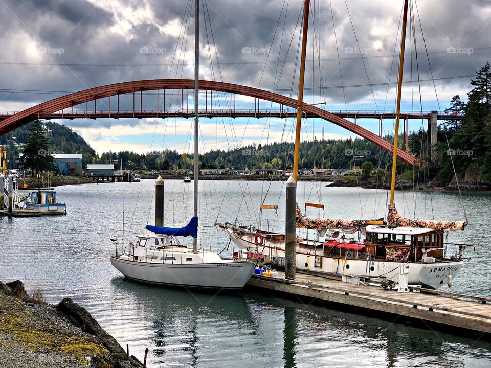 Foap Mission Landscape Beauty! Beautiful Landscape Shot Of Boats Bridges On The Puget Sound In Washington State!