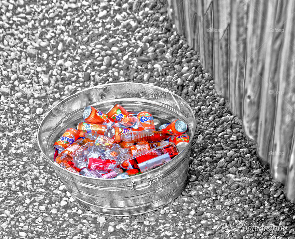 drinks on ice. party drinks cooling in ice bucket