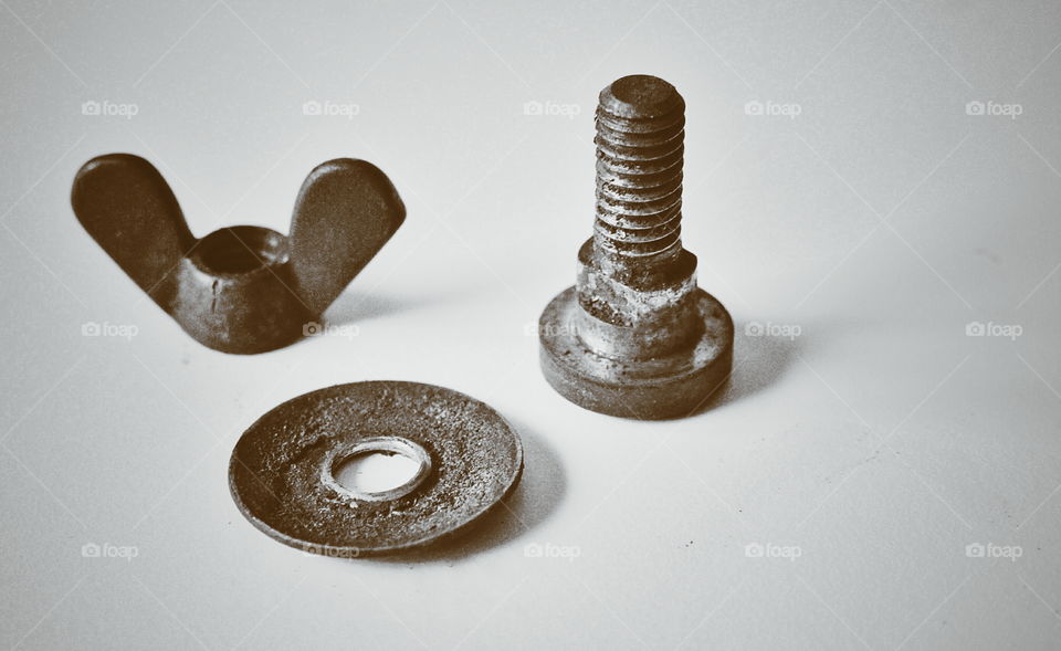 Wingnut, washer and screw