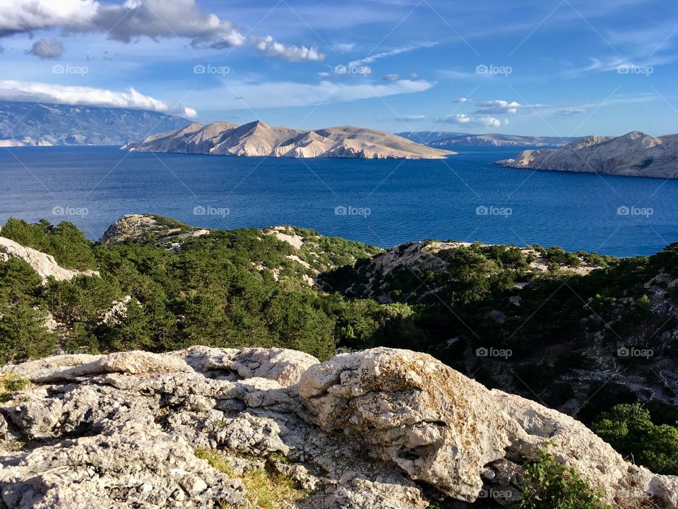 landscape of the Gulf of Baska, island of Krk, archipelago of Kvarner, Croatia
