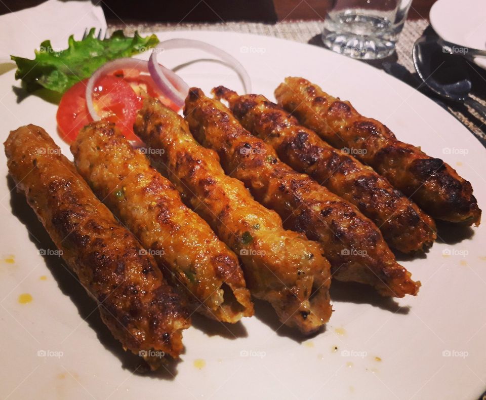Seekh Kebab ( A favourite Pakistan dish- Charcoaled Kebabs on skewers)