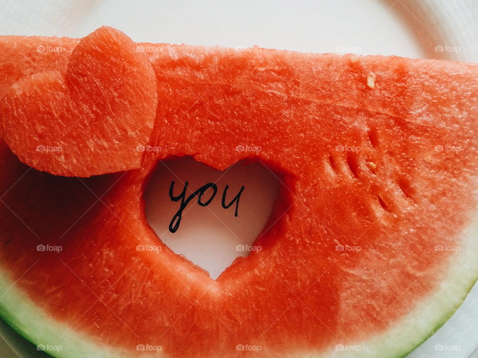  Love watermelon. Watermelon heart-shaped cut