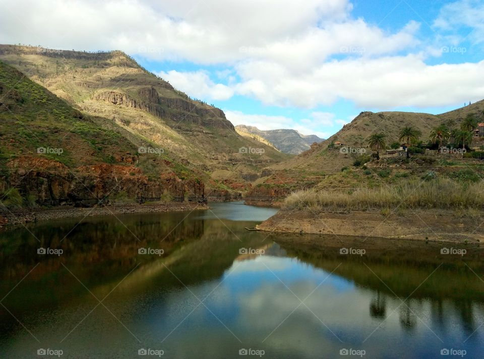 beautiful mountain lake on gran canaria canary island in spain