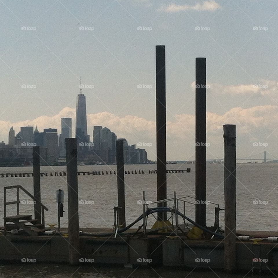 New York skyline wood piling a