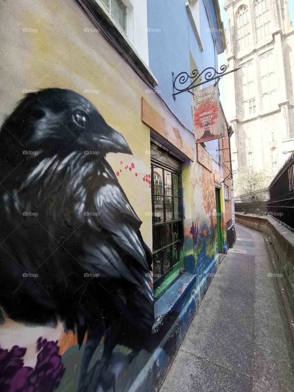 Visual street art. Amazing murals in Glastonbury (England).