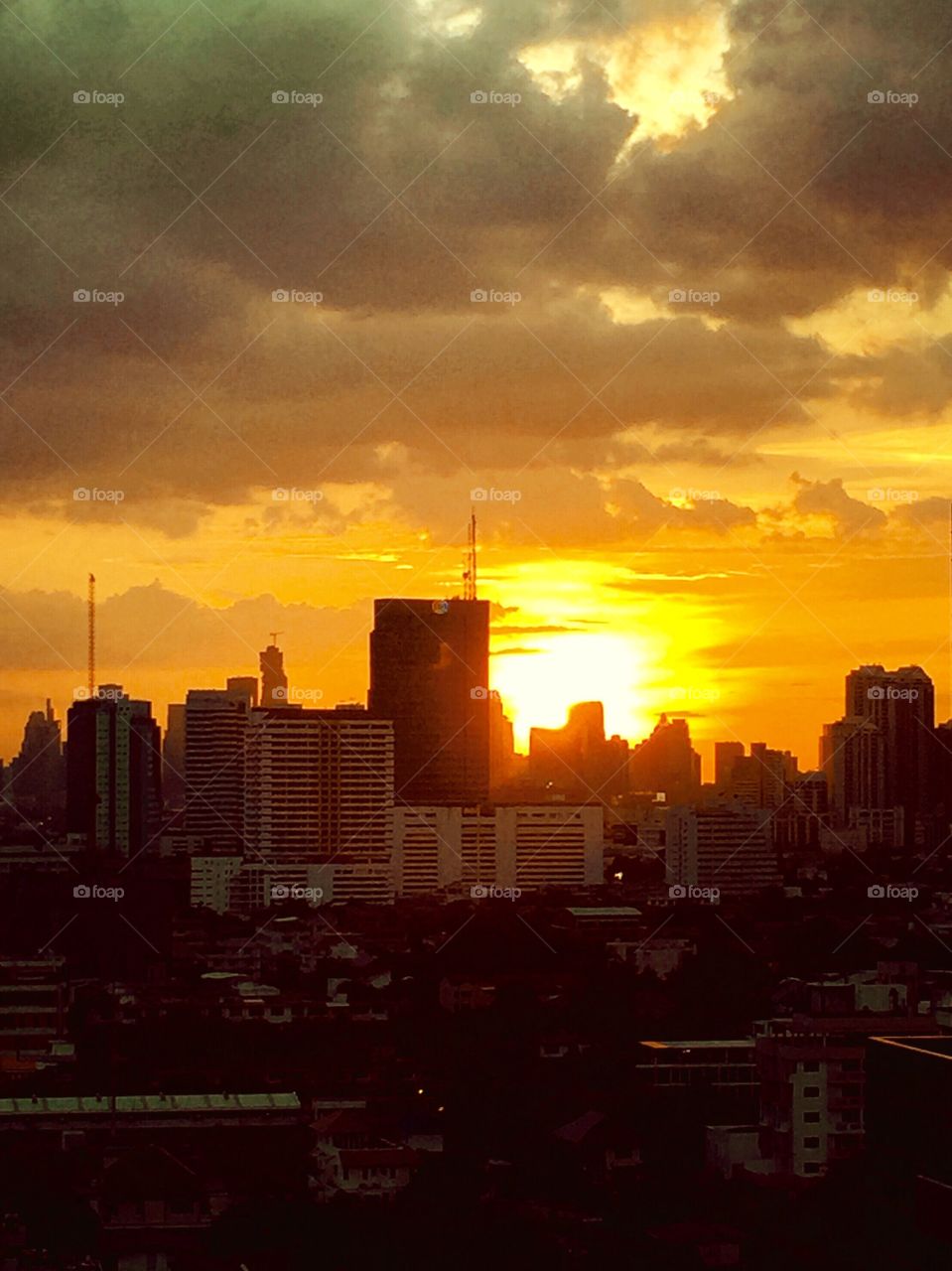 Twilight. Sunset view from the heart of Bangkok - Sukhumvit.