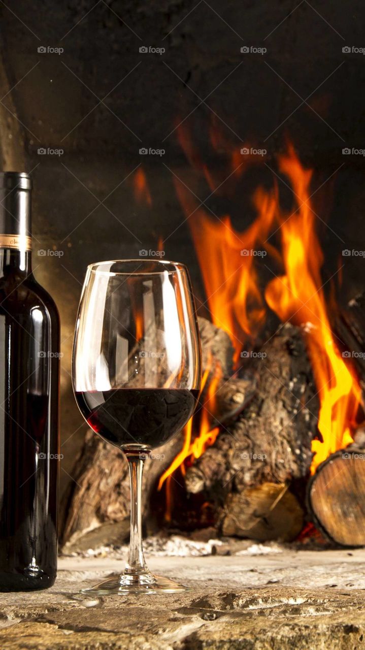 wine with campfire