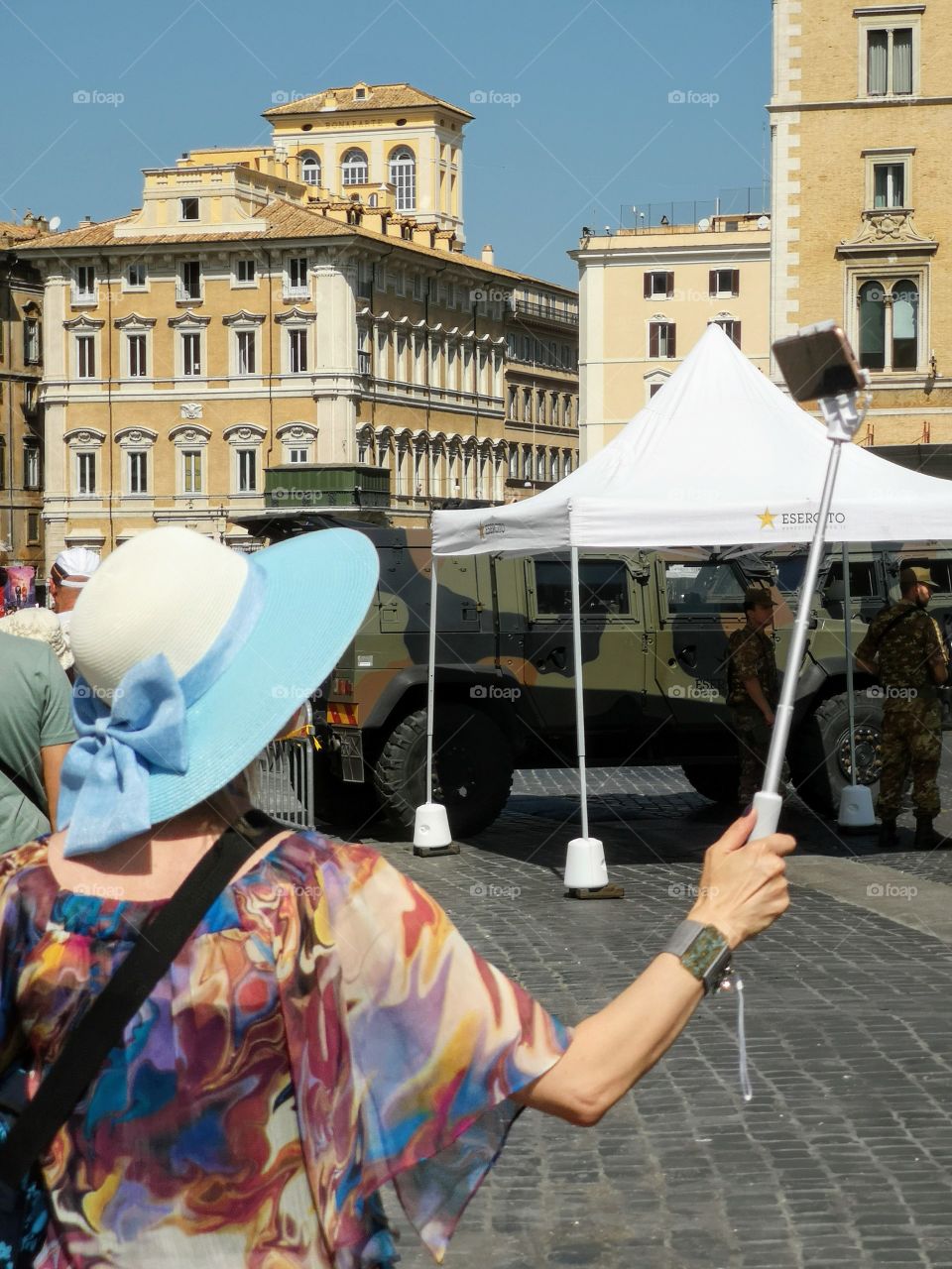 Woman taking a selfie in Rome