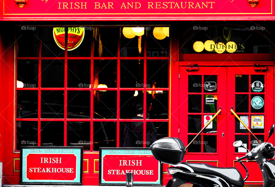 Colorful Irish Bar and Restaurant. Barcelona, Spain. 