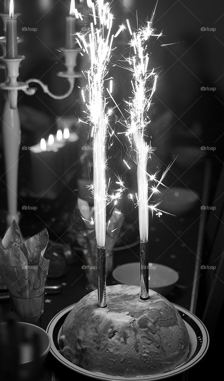 Burning sparkle candles