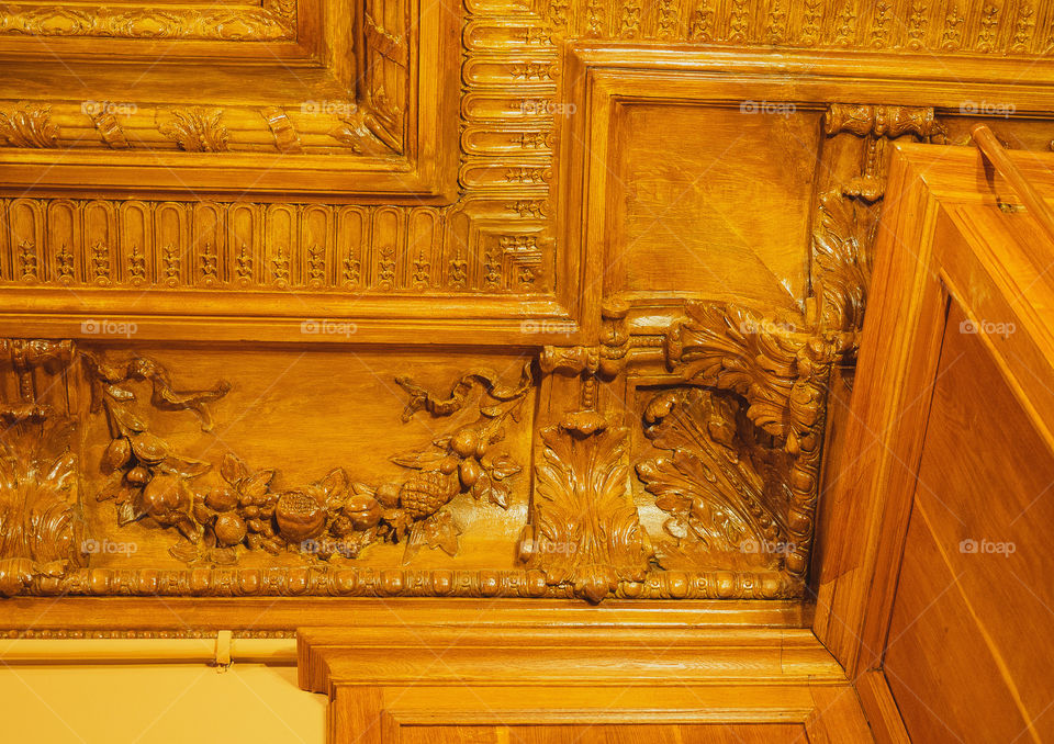 Ancient carved beautiful wooden ceiling