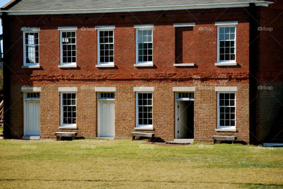 white windows old brick by hooksy7