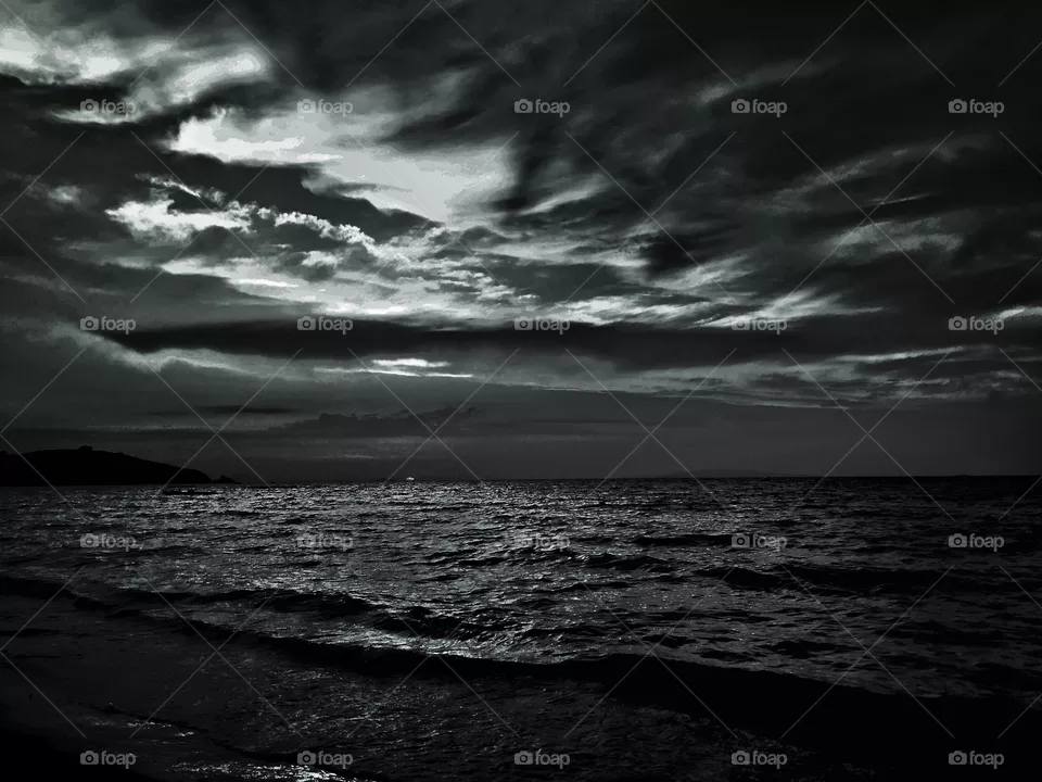 Dramatic stormy sky over sea