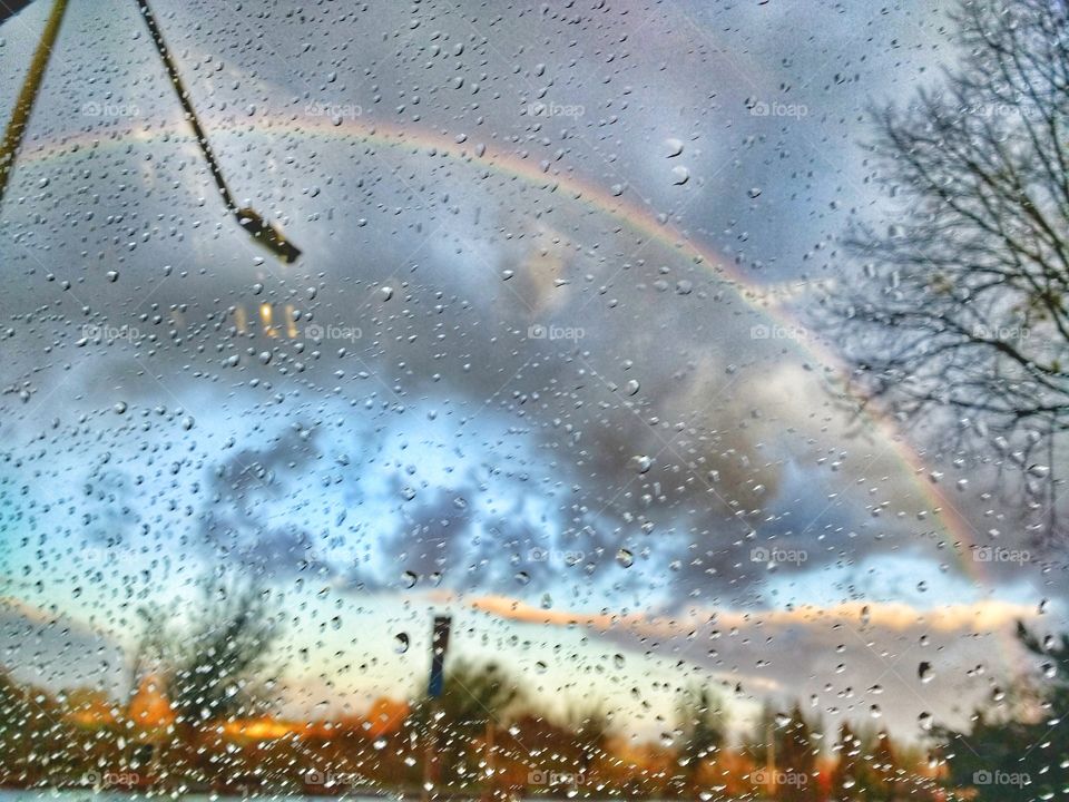 Rainbow through a car windshield