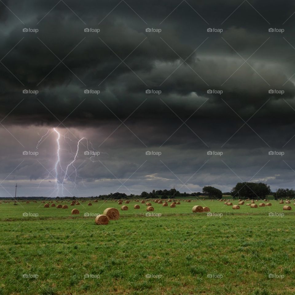 Storm over strawbales