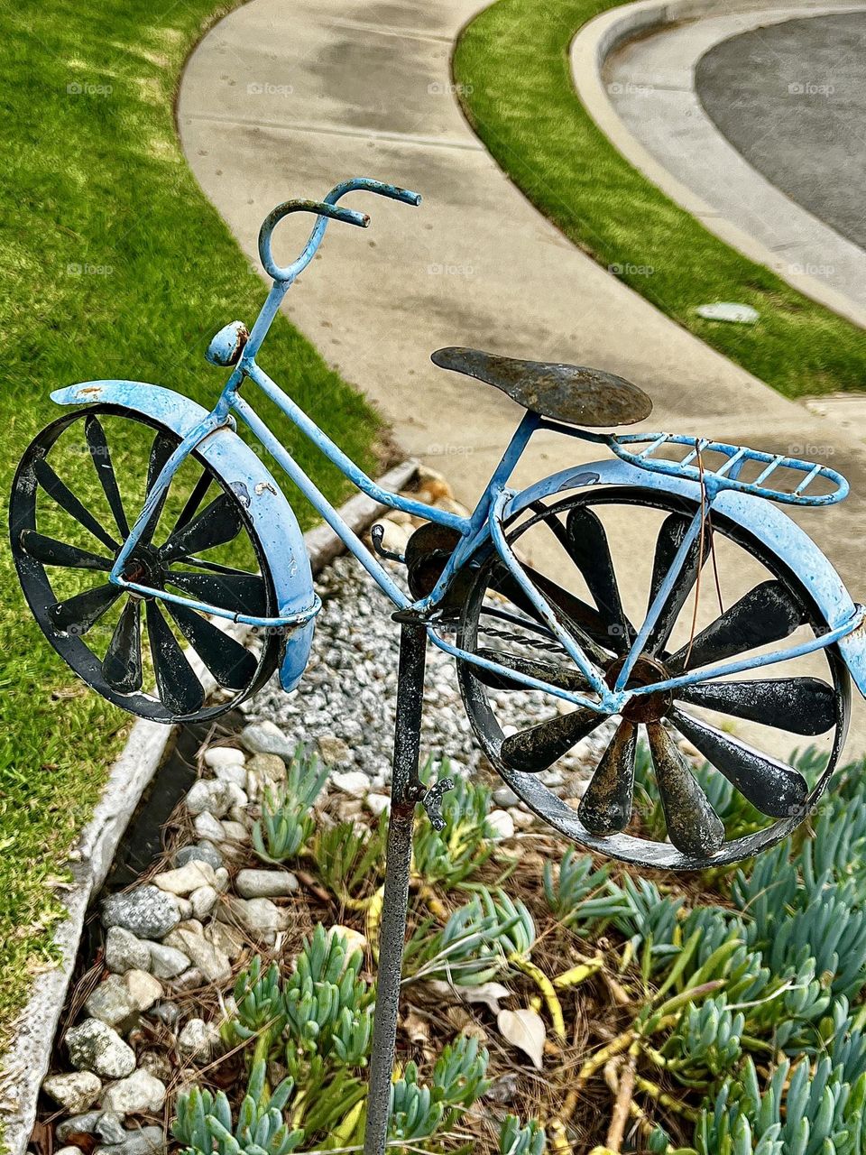 Blue Bike Garden Stake
