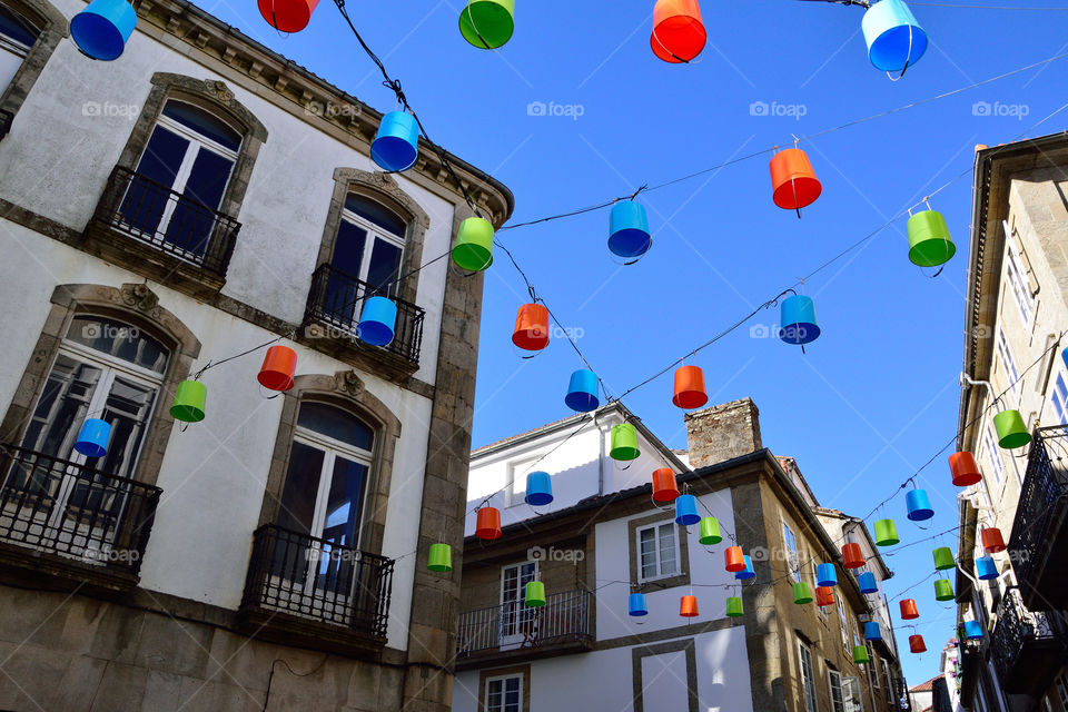 Decoration in calle Huérfanas, Santiago de Compostela, Spain.