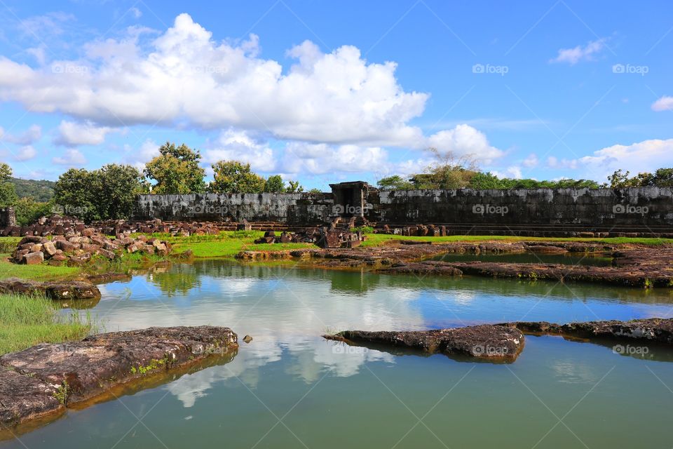remains of bathing pool of the ancient ratu boko palace, near Jogjakarta, Indonesia