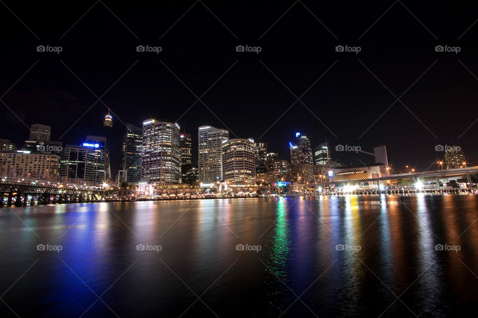 night reflection harbor australia by nautiflyer