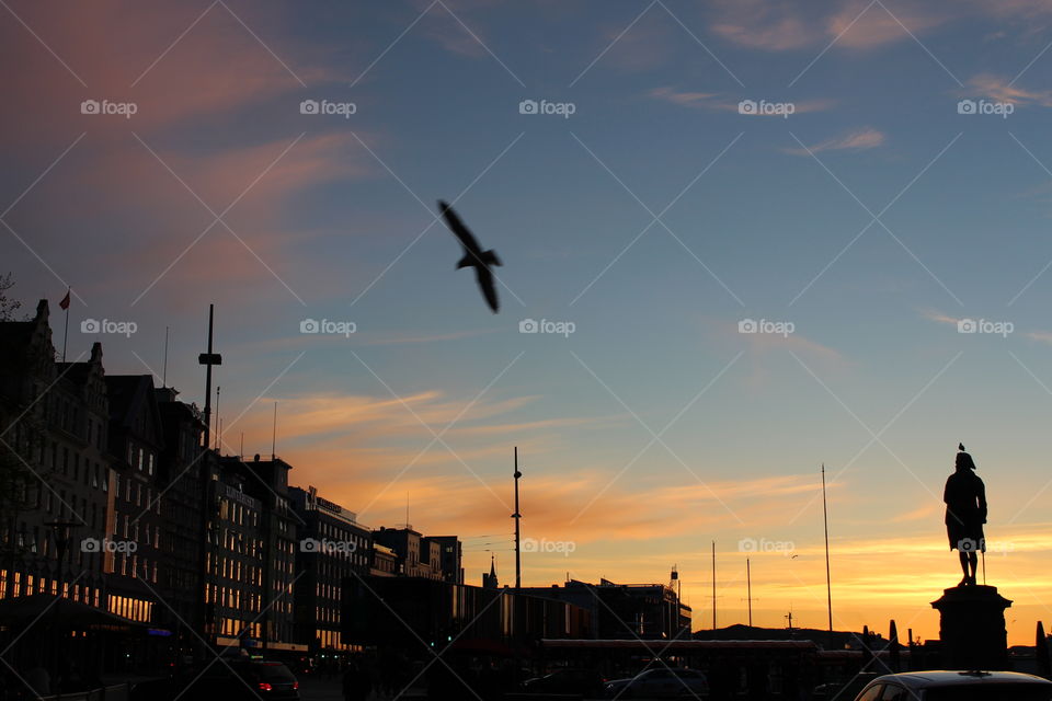 Sunset light in bergen City