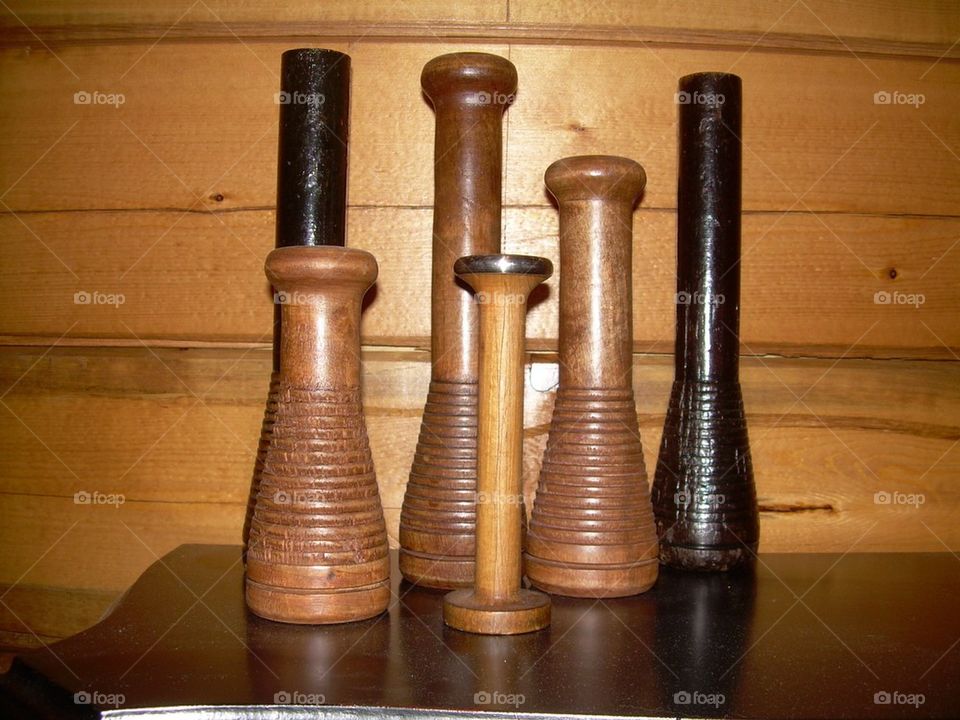 Antique wooden spools