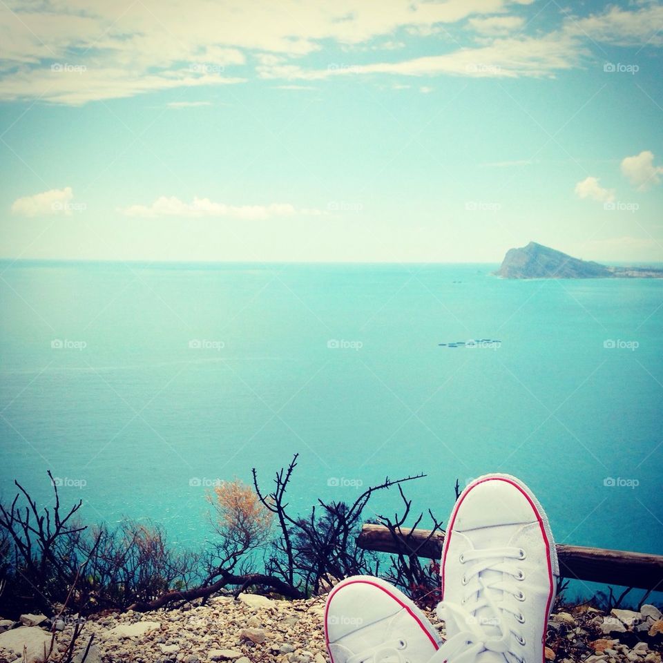 View and sneakers.
