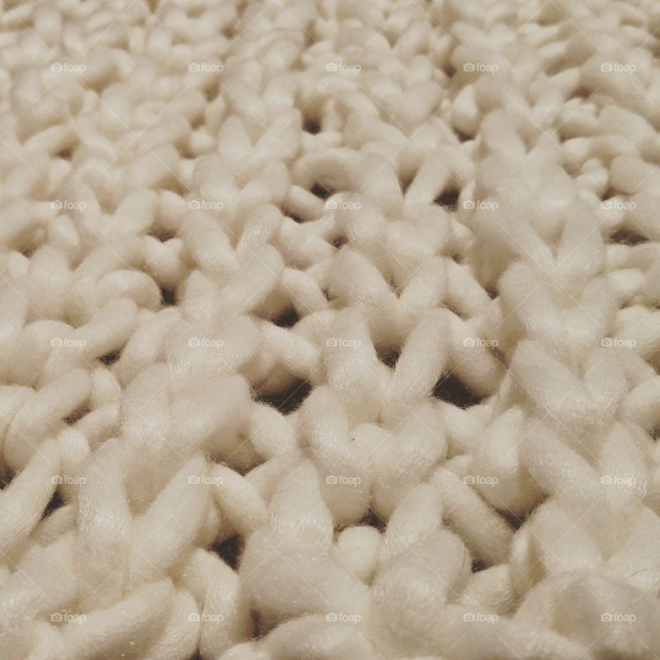 Hand crochet white blanket