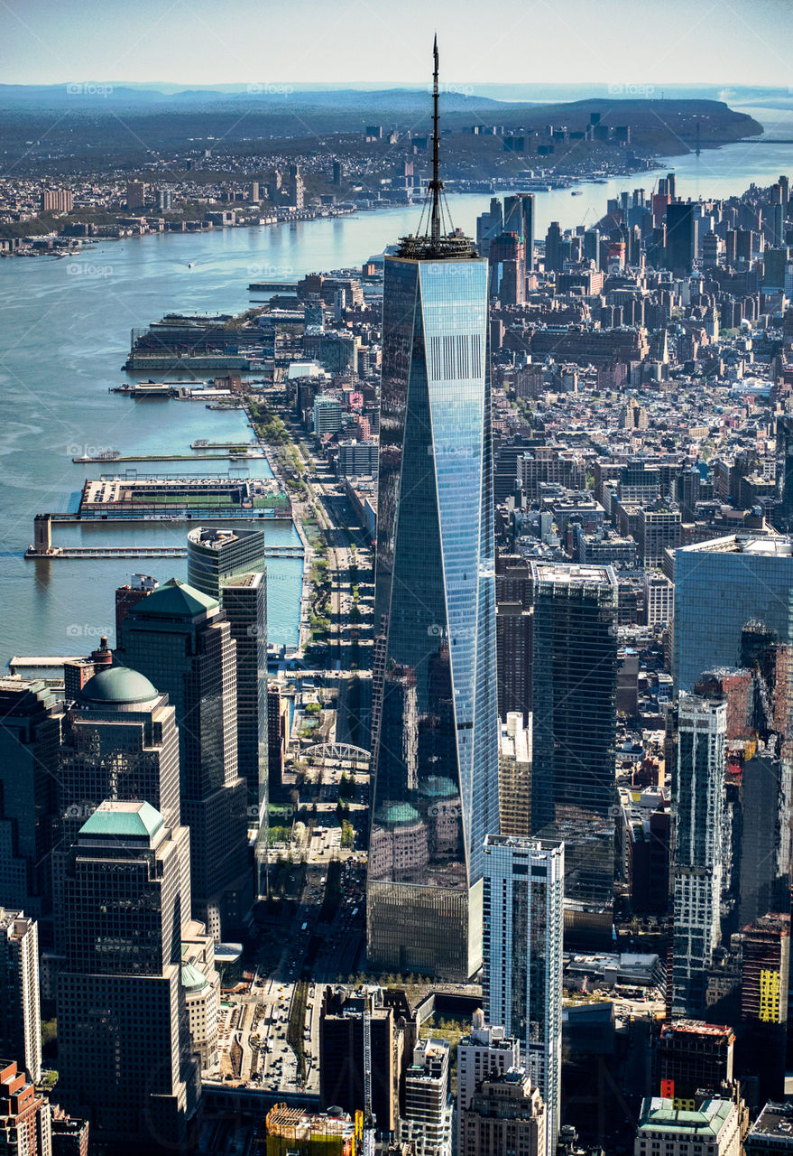 Aerial view of One World Trade Center 