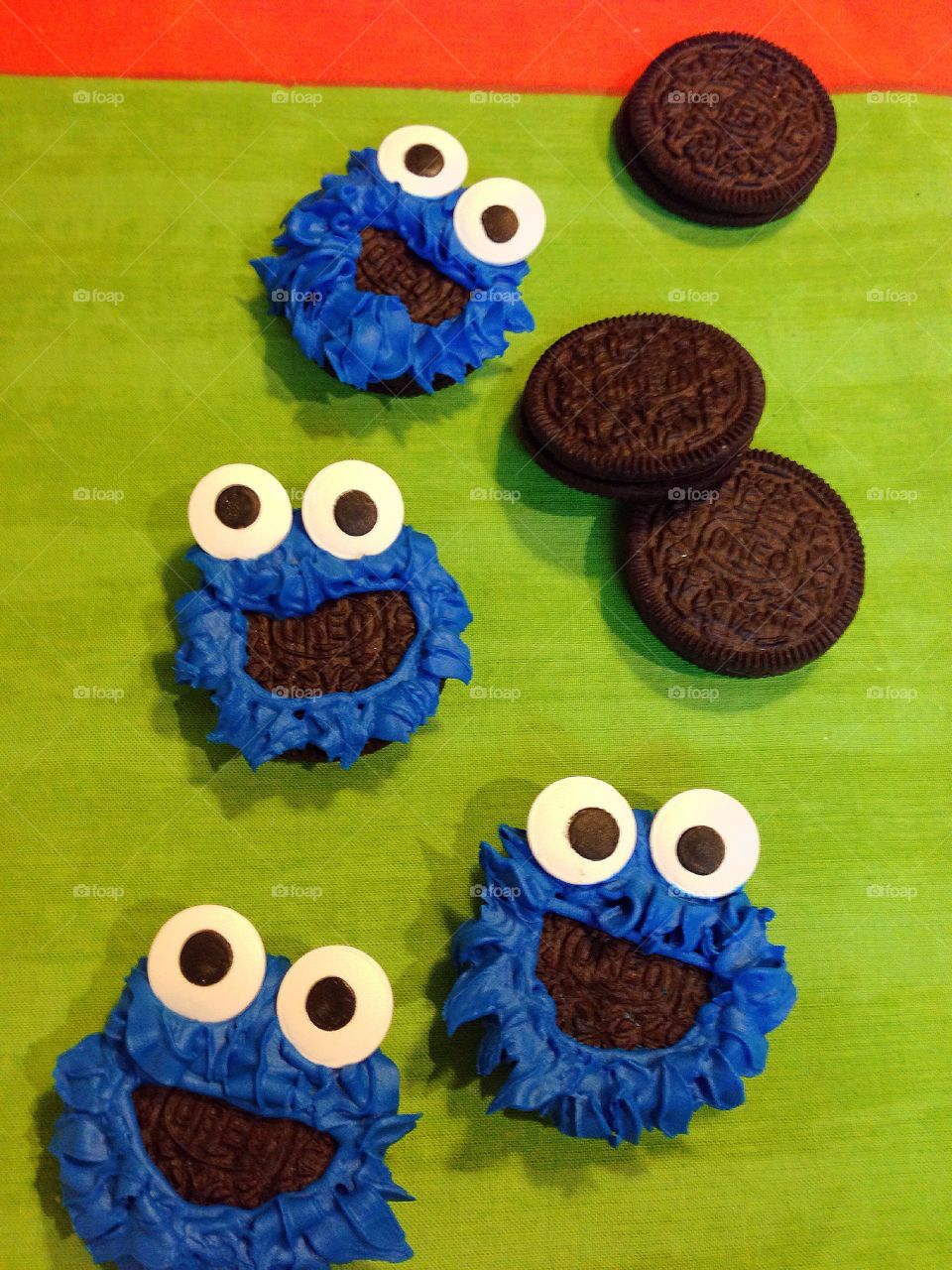 Having fun with Oreo Cookies. 