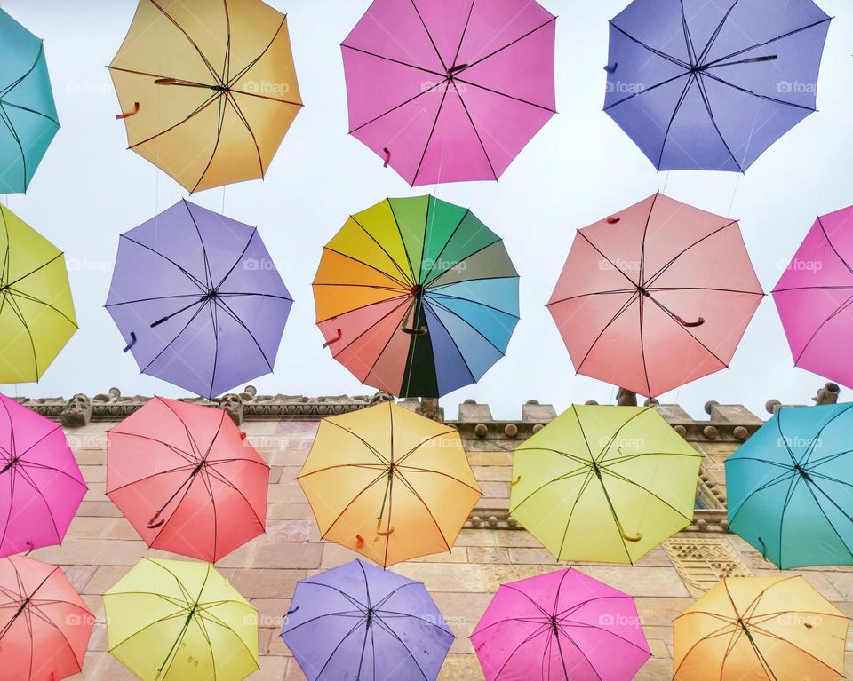 Umbrellas in a street of Pobke Espanyol