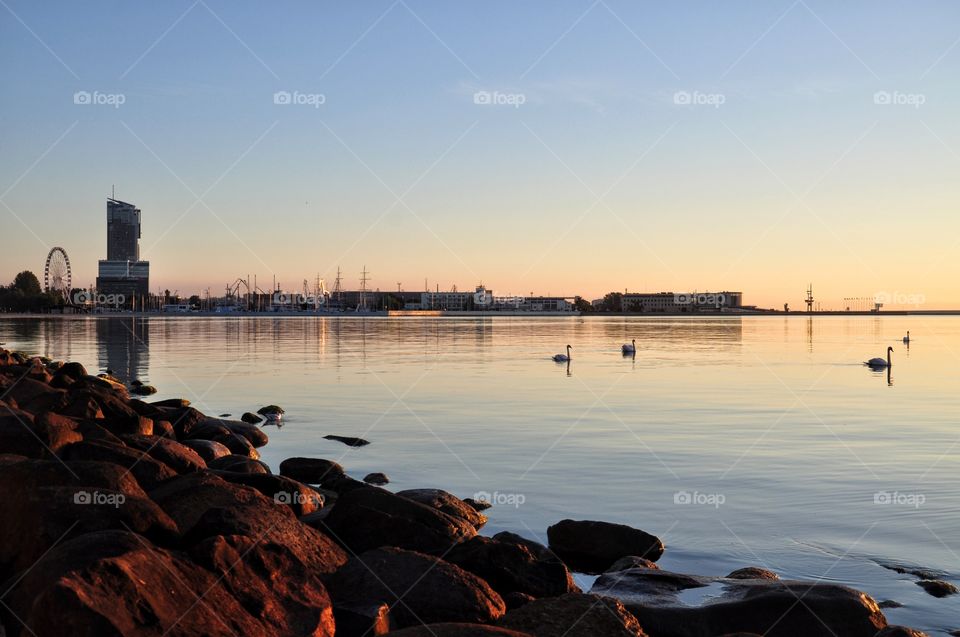 tranquil morning at the baltic sea in gdynia