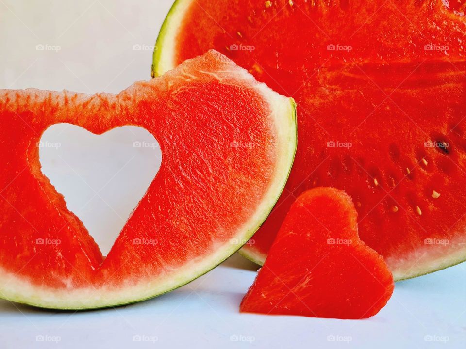 heart-shaped slice of watermelon