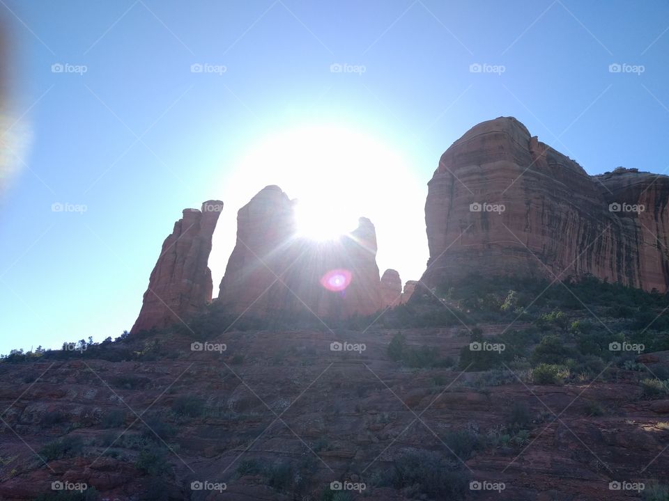Sun in Cathedral Rock