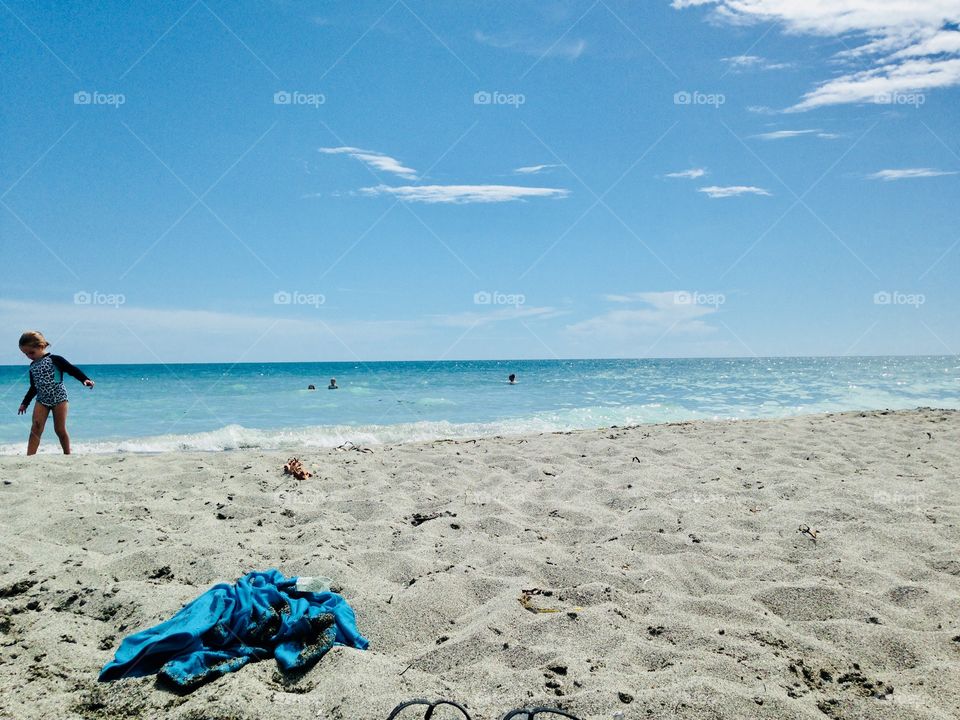 Sarasota Lido Key Beach with beautiful blue water and nice skies.