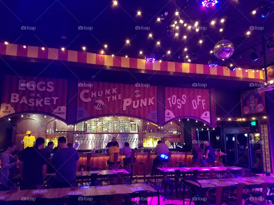 Barrel o' Fun Bar at Alamo Drafthouse on Mueller rd in Austin, TX